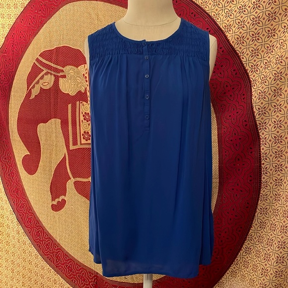 Boden royal blue smocked sleeveless top - Picture 1 of 5